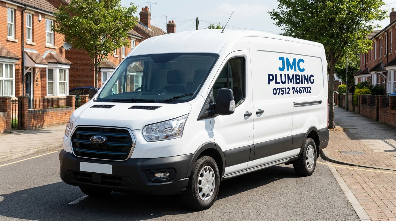 JMC Plumbing and Maintenance branded work van in Sheffield
